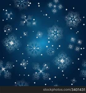 eps 10, vector seamless background with snowflakes at the winter sky, clipping mask, snowflakes can used separately