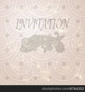 eps 10, vector vintage invitation with paisley element and seamless eastern pattern