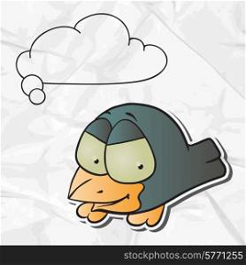 EPS 8 crumpled paper background with vector bird.. EPS 8 crumpled paper background with vector bird