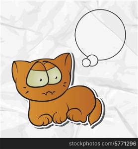EPS 8 crumpled paper background with vector cat.. EPS 8 crumpled paper background with vector cat