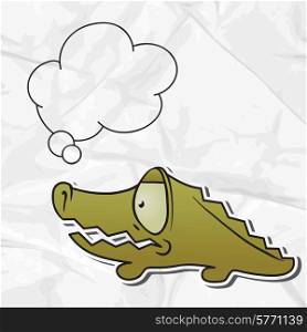 EPS 8 crumpled paper background with vector crocodile.. EPS 8 crumpled paper background with vector crocodile