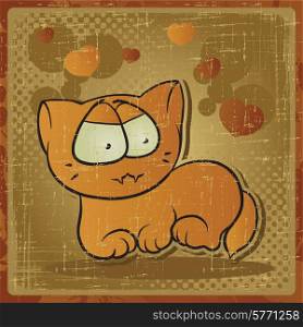 EPS 8 vintage background with vector cat.. EPS 8 vintage background with vector cat