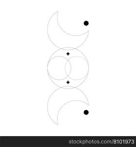 Eps10 black abstract line art of moon Royalty Free Vector
