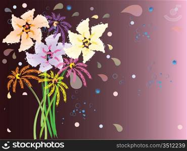 eps10 floral background with fantasy hand drawn flowers