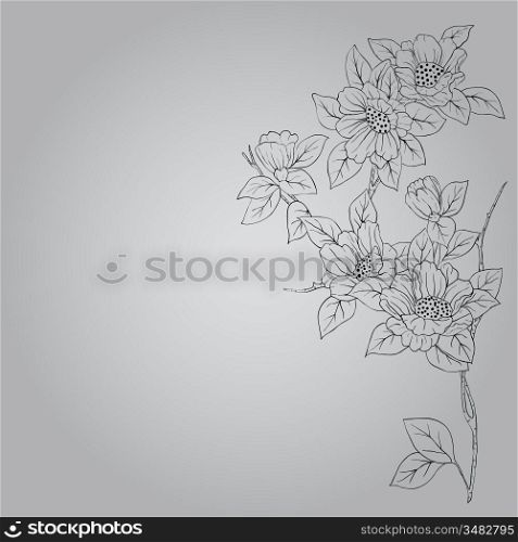 eps10 hand drawn background with a fantasy flower