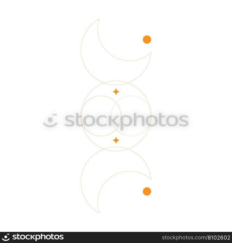 Eps10 orange abstract line art of moon Royalty Free Vector