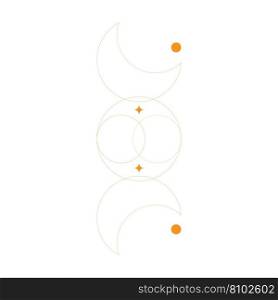 Eps10 orange abstract line art of moon Royalty Free Vector