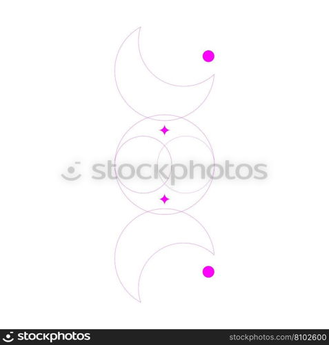 Eps10 pink abstract line art of moon Royalty Free Vector