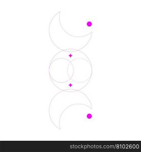 Eps10 pink abstract line art of moon Royalty Free Vector