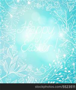 eps10 vector background with hand drawn plants and birds for Easter