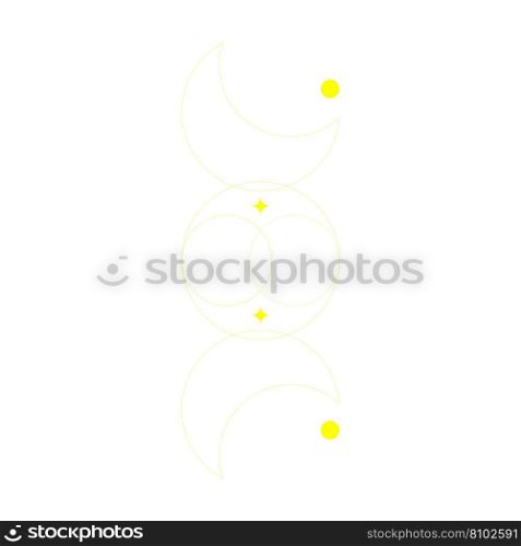 Eps10 yellow abstract line art of moon Royalty Free Vector