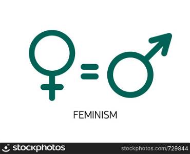 Equality between men and women concept flat vector illustration isolated on white background. Equality between men and women concept vector