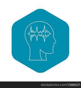 Equalizer inside human head icon. Outline illustration of equalizer inside human head i vector icon for web. Equalizer inside human head i icon, outline style