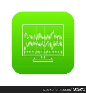 Equalizer monitor icon green vector isolated on white background. Equalizer monitor icon green vector