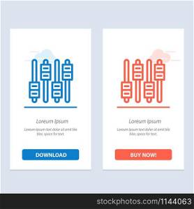 Equalizer, Sound, Audio, Volume Blue and Red Download and Buy Now web Widget Card Template