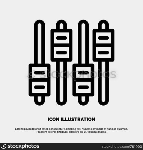 Equalizer, Sound, Audio, Volume Line Icon Vector