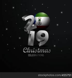 Equatorial Guinea Flag 2019 Merry Christmas Typography. New Year Abstract Celebration background