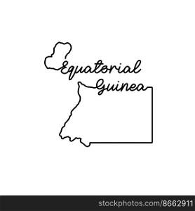 Equatorial Guinea outline map with the handwritten country name. Continuous line drawing of patriotic home sign. A love for a small homeland. T-shirt print idea. Vector illustration.. Equatorial Guinea outline map with the handwritten country name. Continuous line drawing of patriotic home sign