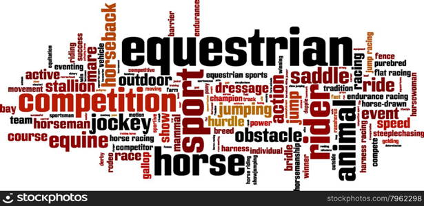 Equestrian word cloud concept. Vector illustration