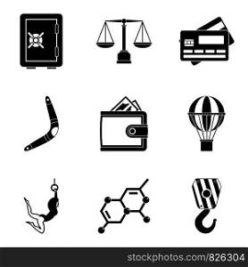 Equilibrium icons set. Simple set of 9 Equilibrium vector icons for web isolated on white background. Equilibrium icons set, simple style