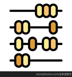 Equipment abacus icon. Outline equipment abacus vector icon color flat isolated. Equipment abacus icon color outline vector