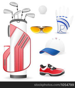 equipment and clothing for golf vector illustration isolated on white background