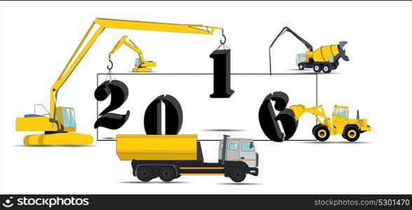 Equipment Builds Calendar for 2016. Vector Illustration. EPS10. Equipment Builds Calendar for 2016. Vector Illustration.