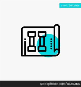 Equipment, Fitness, Inventory, Sports turquoise highlight circle point Vector icon