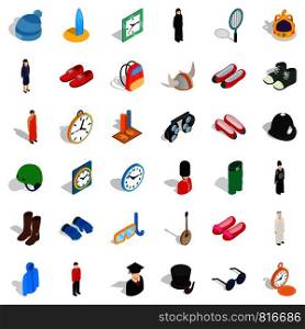 Equipment icons set. Isometric style of 36 equipment vector icons for web isolated on white background. Equipment icons set, isometric style
