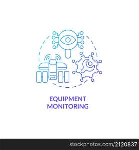 Equipment monitoring blue gradient concept icon. Measuring state of crop growth abstract idea thin line illustration. Isolated outline drawing. Roboto-Medium, Myriad Pro-Bold fonts used. Equipment monitoring blue gradient concept icon