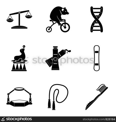 Equipoise icons set. Simple set of 9 equipoise vector icons for web isolated on white background. Equipoise icons set, simple style