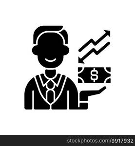 Equity black glyph icon. Ownership of assets that may have debts or liabilities attached to them. Different methods used for accounting. Silhouette symbol on white space. Vector isolated illustration. Equity black glyph icon