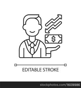 Equity linear icon. Ownership of assets that may have debts or other liabilities attached to them. Thin line customizable illustration. Contour symbol. Vector isolated outline drawing. Editable stroke. Equity linear icon