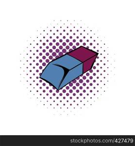 Eraser blue and purple comics icon. School symbol isolated on a white. Eraser comics icon