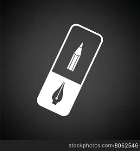 Eraser icon. Black background with white. Vector illustration.