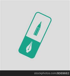 Eraser icon. Gray background with green. Vector illustration.