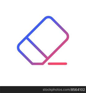 Eraser pixel perfect gradient linear ui icon. Remove image part. Picture and video repair. Photo editor. Line color user interface symbol. Modern style pictogram. Vector isolated outline illustration. Eraser pixel perfect gradient linear ui icon