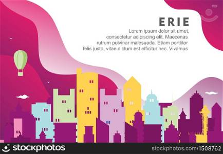 Erie Pennsylvania City Building Cityscape Skyline Dynamic Background Illustration