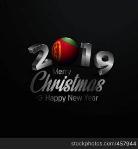Eritrea Flag 2019 Merry Christmas Typography. New Year Abstract Celebration background