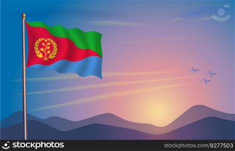 Eritrea flag in the morning sun Royalty Free Vector Image