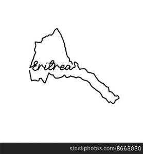 Eritrea outline map with the handwritten country name. Continuous line drawing of patriotic home sign. A love for a small homeland. T-shirt print idea. Vector illustration.. Eritrea outline map with the handwritten country name. Continuous line drawing of patriotic home sign
