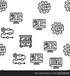 Erp Enterprise Resource Planning Vector Seamless Pattern Thin Line Illustration. Erp Enterprise Resource Planning Vector Seamless Pattern