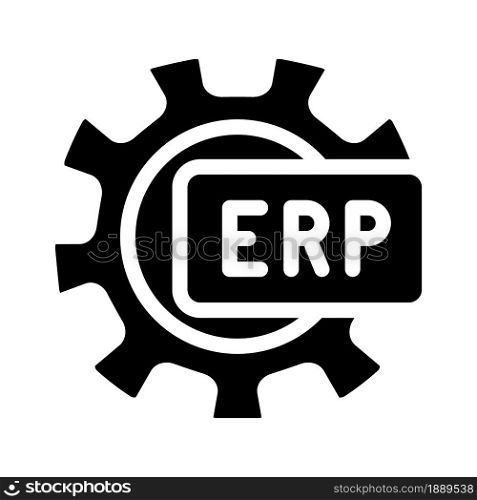 erp working processing glyph icon vector. erp working processing sign. isolated contour symbol black illustration. erp working processing glyph icon vector illustration