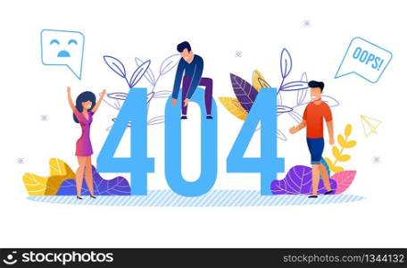 Error 404 Numbers and Angry People Users over Foliage Trendy Flat Design. Mad Disgusted Cartoon Man Woman Characters. Page Not Found. Trouble Internet Connection. Search Problem. Vector Illustration. Error 404 Huge Numbers and Tiny Angry People Users