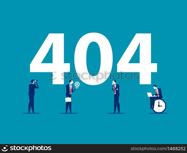 Error 404 page. Concept business vector illustration. Searching , Analysis, repair, Time, Flat business cartoon.