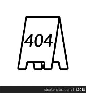 Error 404 vector icon. A thin line sign. Isolated contour symbol illustration. Error 404 vector icon. Isolated contour symbol illustration