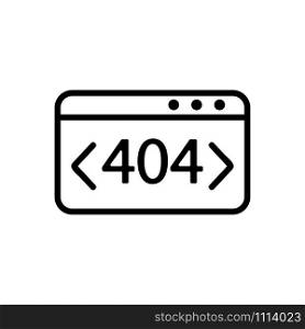 Error 404 vector icon. A thin line sign. Isolated contour symbol illustration. Error 404 vector icon. Isolated contour symbol illustration