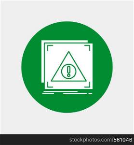 Error, Application, Denied, server, alert White Glyph Icon in Circle. Vector Button illustration. Vector EPS10 Abstract Template background