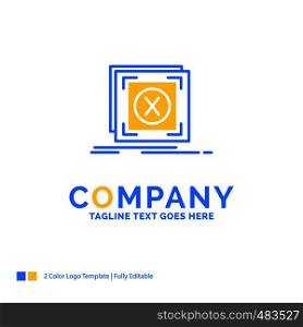error, application, message, problem, server Blue Yellow Business Logo template. Creative Design Template Place for Tagline.