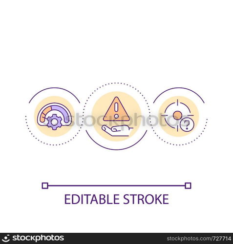 Error loop concept icon. System processing failure. Precaution sign. Incorrect work abstract idea thin line illustration. Isolated outline drawing. Editable stroke. Arial font used. Error loop concept icon